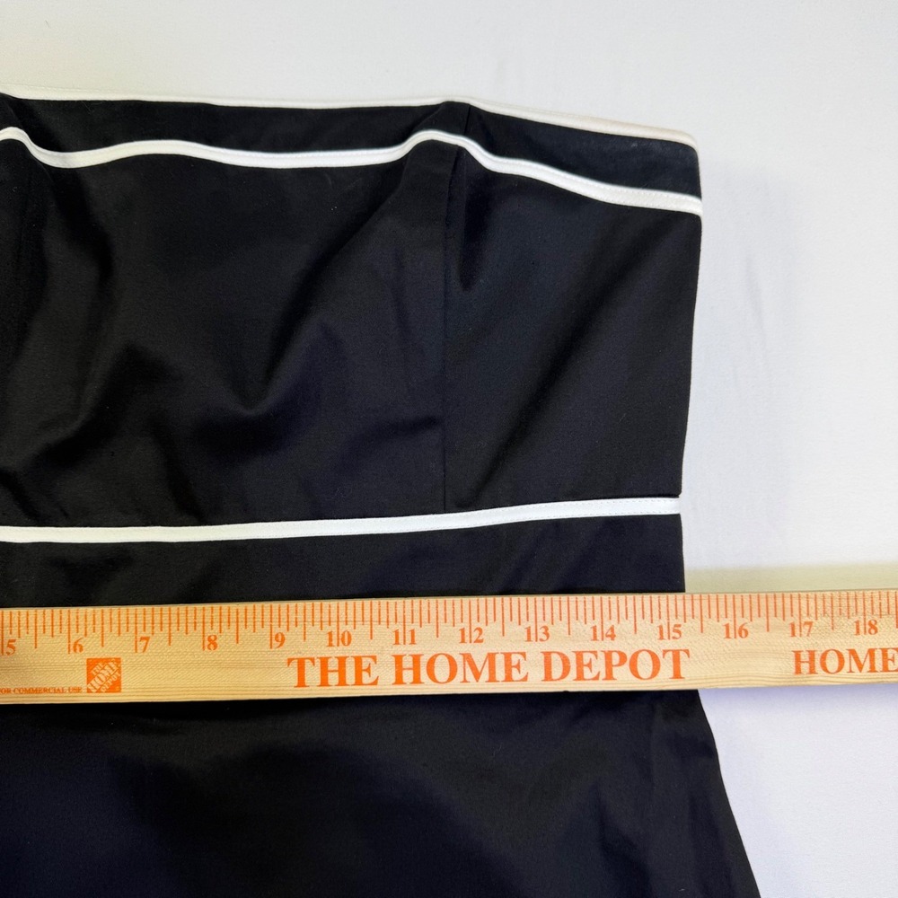White House Black Market Strapless Black White Striped Fit Flare Dress Size 8‎ - Picture 9 of 10